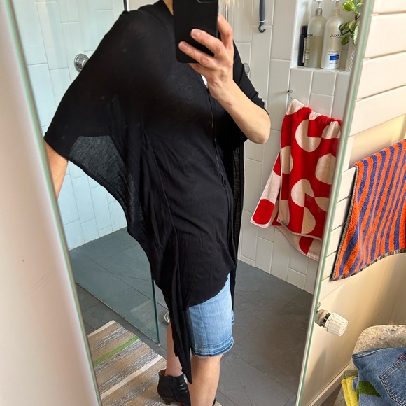 Maison Margiela Black Viscose sleeveless dramatic cardigan - Picture 2 of 6